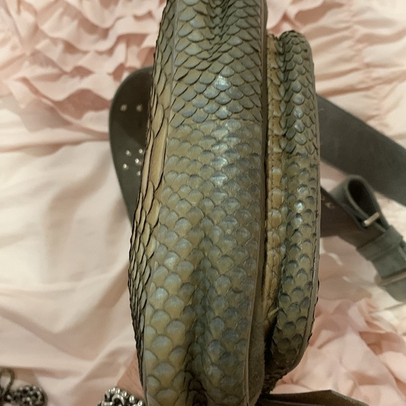 Authentic Claris Virot Charly Python beige/gray Shoulder Bag with 2 straps - Picture 15 of 16